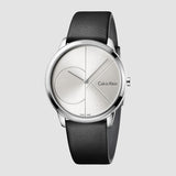 Calvin Klein Minimal Silver Dial Black Leather Strap Watch for Men - K3M211CY Authentic Buy Shop Now