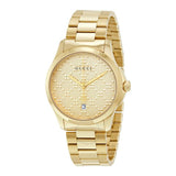 Gucci G Timeless Gold Dial Gold Steel Strap Unisex Watch - YA126461 Authentic Buy Shop Now