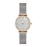 Emporio Armani Gianni T Bar Mother of Pearl Dial Silver Mesh Bracelet Watch For Women - AR2068 Authentic Buy Shop Now