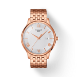 Tissot T Classic Tradition White Dial Rose Gold Steel Strap Watch For Women - T063.610.33.038.00 Authentic Buy Shop Now