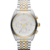 Emporio Armani Classic Chronograph White Dial Two Tone Steel Strap Watch For Men - AR0396 Authentic Buy Shop Now