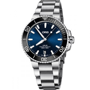 Oris Aquis Date Blue Dial Silver Steel Strap Watch for Men - 0173377304135-0782405PEB Authentic Buy Shop Now