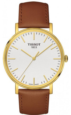Tissot T Classic Everytime White Dial Brown Leather Strap Watch For Men - T109.410.36.031.00 Authentic Buy Shop Now