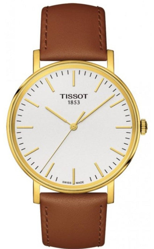 Tissot T Classic Everytime White Dial Brown Leather Strap Watch For Men - T109.410.36.031.00 Authentic Buy Shop Now