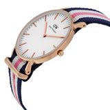Daniel Wellington Classic South Hampton White Dial Two Tone Nylon Strap Watch For Women - DW00100034 Authentic Buy Shop Now