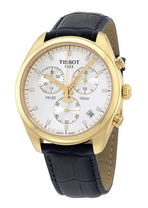 Tissot T Classic PR 100 Chronograph Silver Dial Black Leather Strap Watch for Men - T101.417.36.031.00 Authentic Buy Shop Now