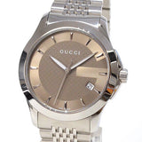 Gucci G Timeless Brown Dial Silver Steel Strap Watch For Men - YA126406 Authentic Buy Shop Now