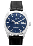 Tissot Gentleman Powermatic 80 Silicium Blue Dial Black Leather Strap Watch For Men - T127.407.16.041.01 Authentic Buy Shop Now