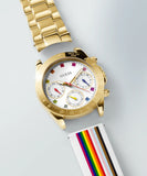 Guess Exclusive Multi Color White Dial Gold Steel Strap Watch for Women - GW0457L1 Authentic Buy Shop Now