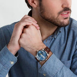 Diesel Mini Daddy LIght Blue Dial Brown Leather Strap Watch For Men - DZ7321 Authentic Buy Shop Now
