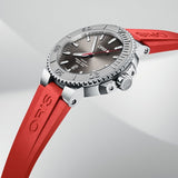 Oris Aquis Date Relief Grey Dial Red Rubber Strap Watch for Men - 0173377304153-0742466EB Authentic Buy Shop Now