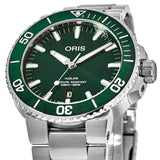 Oris Aquis Date Green Dial Silver Steel Strap Watch for Men - 0173377304157-0782405PEB Authentic Buy Shop Now