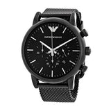 Emporio Armani Sport Chronograph Black Dial Black Mesh Bracelet Watch For Men - AR1968 Authentic Buy Shop Now
