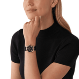 Michael Kors Lexington Black Dial Black Leather Strap Watch For Women - MK4748 Authentic Buy Shop Now
