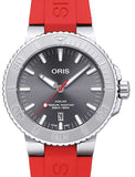 Oris Aquis Date Relief Grey Dial Red Rubber Strap Watch for Men - 0173377304153-0742466EB Authentic Buy Shop Now
