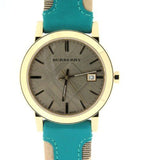 Burberry Heritage Gold Dial Blue Leather Strap Watch for Women - BU9112 Authentic Buy Shop Now