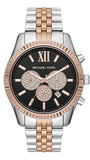 Michael Kors Lexington Chronograph Crystals Black Dial Two Tone Steel Strap Watch for Men - MK8714 Authentic Buy Shop Now