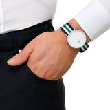 Daniel Wellington Classic Nottingham White Dial Two Tone NATO Strap Watch For Men - 0208DW Authentic Buy Shop Now