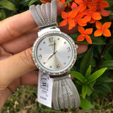 Guess Chiffon Silver Dial Silver Mesh Bracelet Watch For Women - W1083L1 Authentic Buy Shop Now