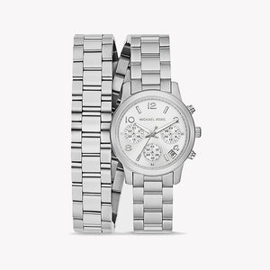 Michael Kors Runway Chronograph Analog Silver Dial Silver Steel Strap Watch for Women - MK7454 Authentic Buy Shop Now
