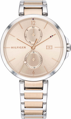 Tommy Hilfiger Angela Chronograph Pink Dial Two Tone Steel Strap Watch for Women - 1782127 Authentic Buy Shop Now