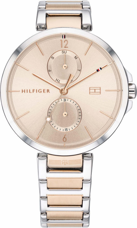 Tommy Hilfiger Angela Chronograph Pink Dial Two Tone Steel Strap Watch for Women - 1782127 Authentic Buy Shop Now