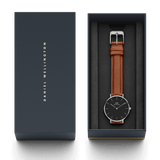 Daniel Wellington Petite Sterling Black Dial Brown Leather Strap Watch For Women - DW00100178 Authentic Buy Shop Now