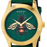 Gucci G Timeless Bee Green Dial Green Leather Strap Watch For Women - YA1264065 Authentic Buy Shop Now