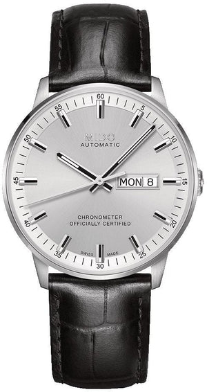 Mido Comander II Automatic Chronometer Silver Dial Black Leather Strap Watch For Men - M021.431.16.031.00 Authentic Buy Shop Now