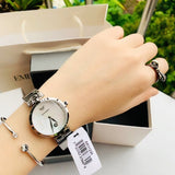 Emporio Armani Mother of Pearl Dial Silver Steel Strap Watch For Women - AR11235 Authentic Buy Shop Now