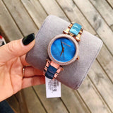 Michael Kors Parker Blue Mother of Pearl Dial Two Tone Steel Strap Watch for Women - MK6491 Authentic Buy Shop Now
