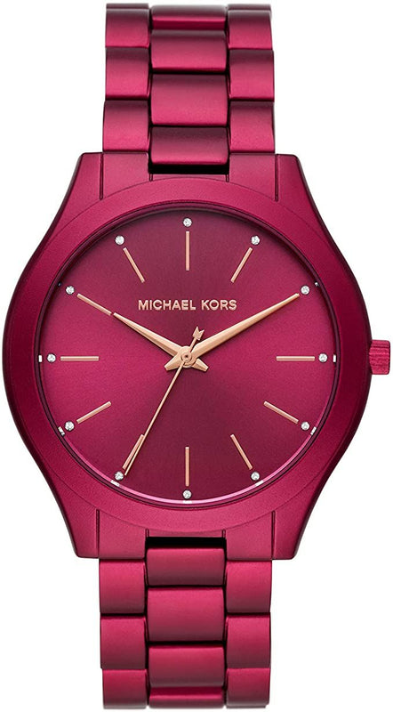 Michael Kors Slim Runway Red Dial Red Steel Strap Watch For Women - MK4505 Authentic Buy Shop Now