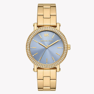 Michael Kors Quartz Blue Dial Gold Steel Strap Watch for Men - MKO1048 Authentic Buy Shop Now