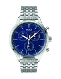 Hugo Boss Companion Blue Dial Silver Steel Strap Watch for Men - 1513653 Authentic Buy Shop Now