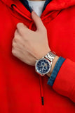 Emporio Armani Mario Chronograph Automatic Blue Dial Silver Steel Strap Watch For Men - AR60052 Authentic Buy Shop Now
