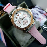 Guess White Dial Pink Silicone Strap Watch For Women - W1049L4 Authentic Buy Shop Now
