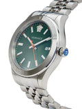 Versace Hellenyium Quartz Green Dial Silver Steel Strap Watch For Men - VEVK01021 Authentic Buy Shop Now