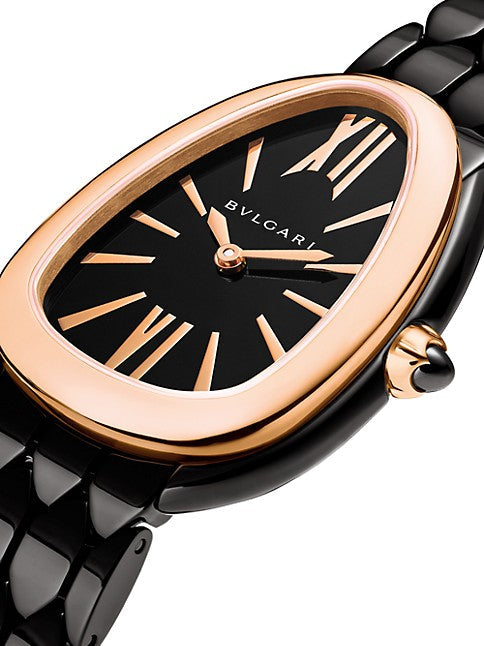 Bvlgari Serpenti Seduttori Black Dial Black Steel Strap Watch for Women - SERPENTI103704 Authentic Buy Shop Now