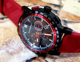Burberry The City Chronograph Black Dial Red Rubber Strap Watch For Men - BU9805 Authentic Buy Shop Now