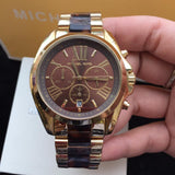 Michael Kors Bradshaw Chronograph Brown Dial Two Tone Steel Strap Watch For Women - MK5696 Authentic Buy Shop Now