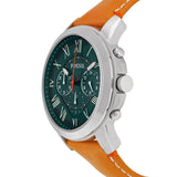 Fossil Grant Chronograph Green Dial Brown Leather Strap Watch for Men - FS4918 Authentic Buy Shop Now