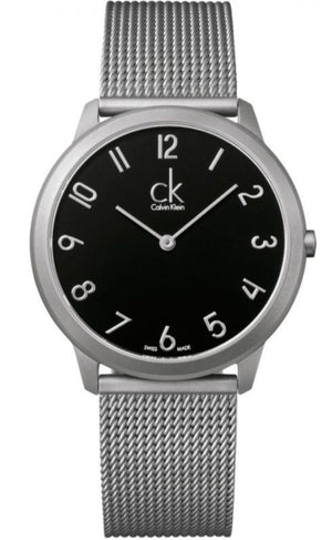 Calvin Klein Minimal Black Dial Silver Mesh Bracelet Watch for Men - K3M51151 Authentic Buy Shop Now