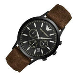 Emporio Armani Chronograph Black Dial Brown Leather Strap Watch For Men - AR11078 Authentic Buy Shop Now