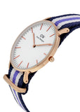 Daniel Wellington Classic Trinity White Dial Three Tone Nylon Strap Watch For Women - 0509DW Authentic Buy Shop Now