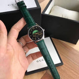 Gucci G-Timeless Black Dial Green Leather Strap Unisex Watch - YA126326 Authentic Buy Shop Now