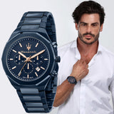 Maserati Stile Chronograph Blue Dial Blue Steel Strap Watch For Men - R8873642008 Authentic Buy Shop Now