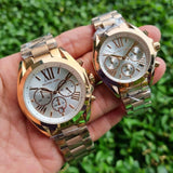 Michael Kors Bradshaw Chronograph Silver Dial Two Tone Steel Strap Watch For Women - MK5855 Authentic Buy Shop Now