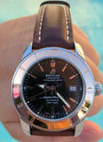 Breitling Superocean Heritage 42mm Rose Gold Chronometer Black Dial Brown Leather Strap Mens Watch - U1732112 Authentic Buy Shop Now