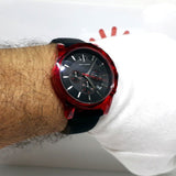 Armani Exchange Outerbanks Chronograph Black Dial Black Silicone Strap Watch For Men - AX1338 Authentic Buy Shop Now