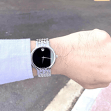 Movado Classic Quartz Black Dial Silver Steel Strap Watch for Men - 0606337 Authentic Buy Shop Now